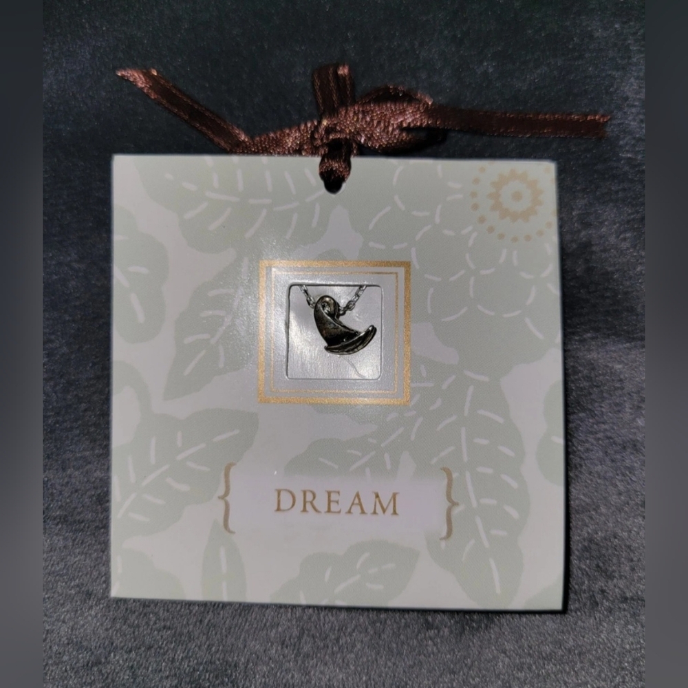 Carded Giftable Dream Charm Necklace Silver 18 in Chain Sail Boat